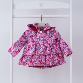 Куртка (ветровка) для девочки Арт.3505 (розовый, цветочки)
